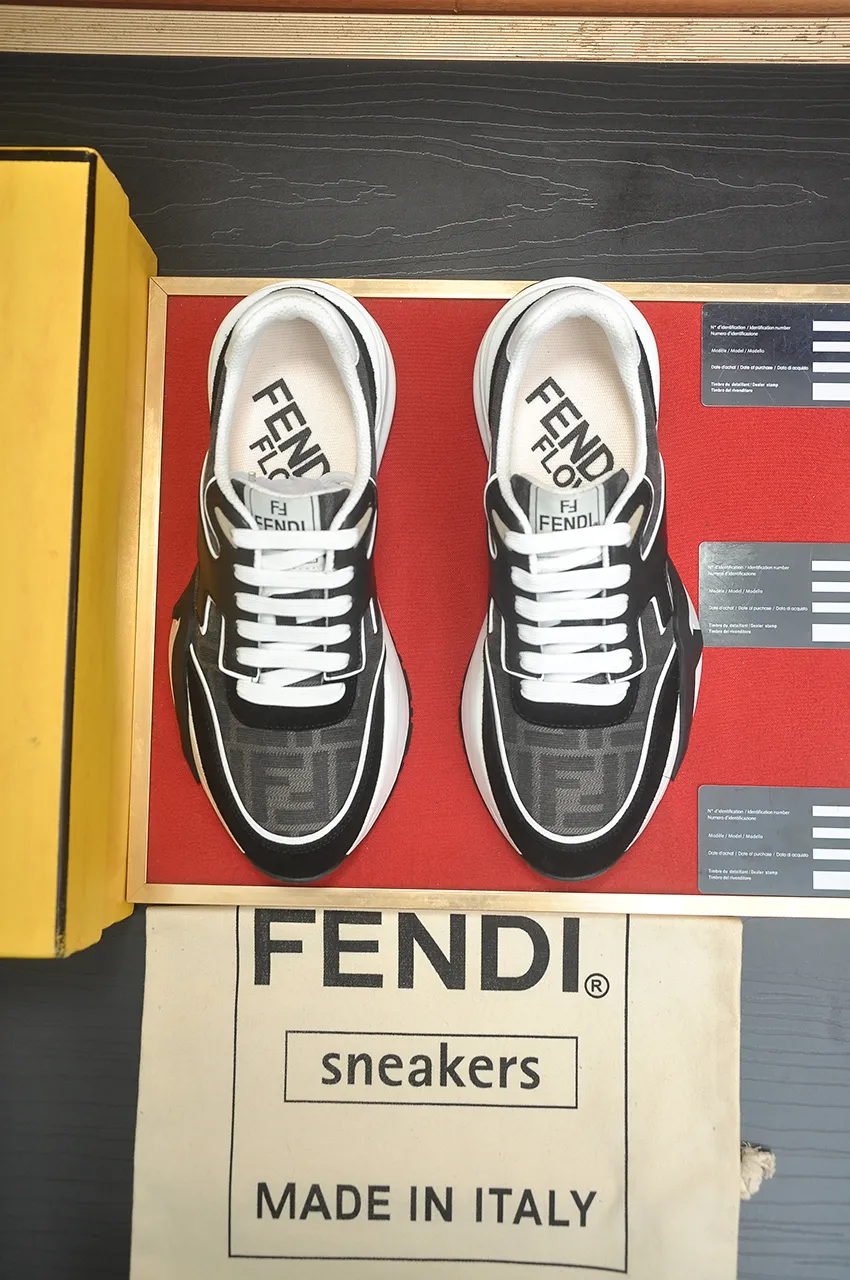 Men's shoes 💰600💶 [Fendi] The latest casual sports shoes 🔥 Many 💑 stars have the same style FD match. The original version is a one-to-one replica. Designer Kim Jones's first fendi match and Donkey brand Trainer basketball sneakers. Material: Original silk mesh. Lining: Breathable mesh. Packaging: Original 1:1 matching high-end packaging. Size: 38-45 (45 is custom-made and cannot be returned or exchanged)